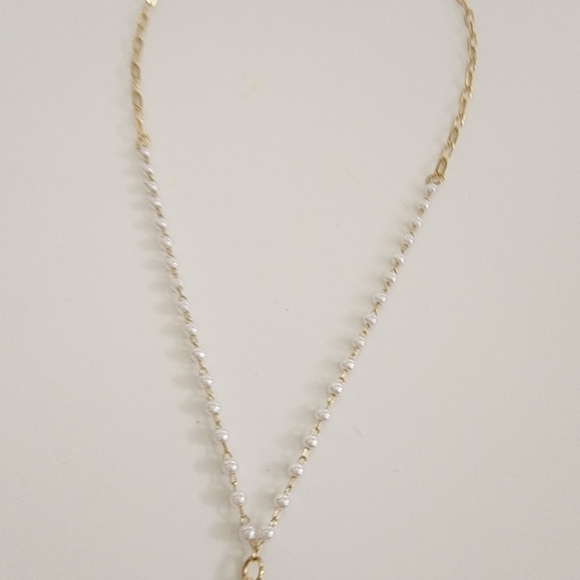 NEW Heart Lock Pearl Necklace Rhinestone Embellished Delicate - Picture 6 of 7